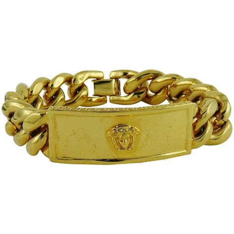 mens versace id bracelet gold tone|versace chain bracelet.